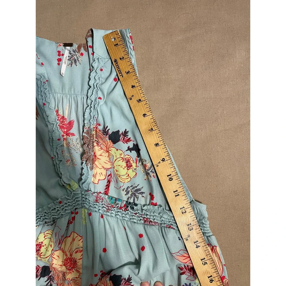 Free People Sleeveless Tunic Top Size XS Tiered Floral Babydoll Boho Grunge